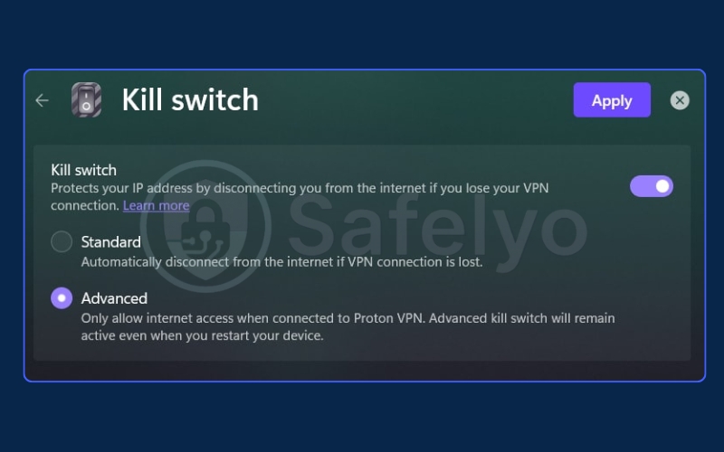 ProtonVPN’s kill switch feature
