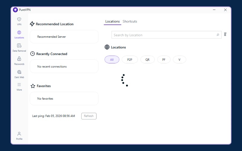 PureVPN - Slight latency when switching locations