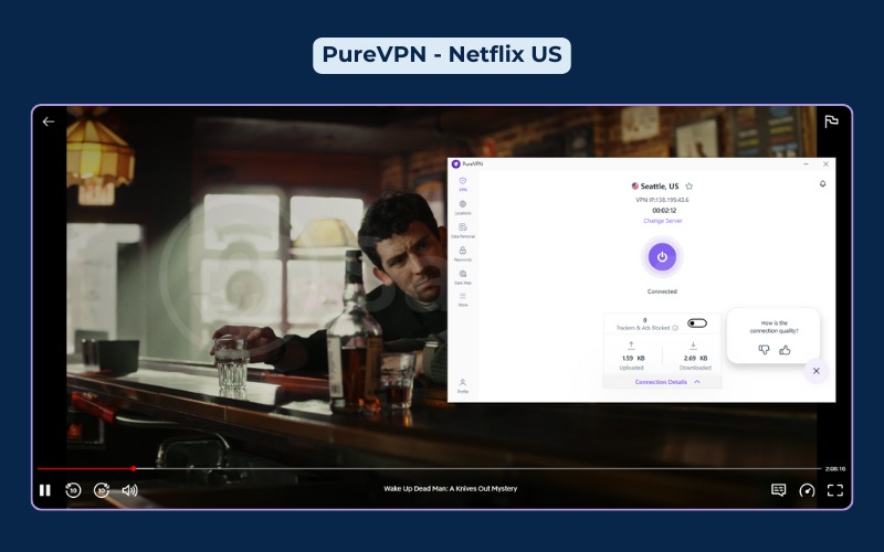 PureVPN successfully unblocks the Netflix US library