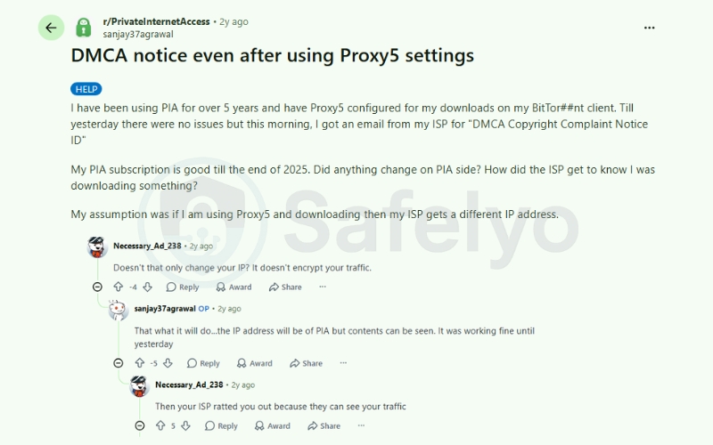 Reddit users report DMCA notices despite using SOCKS5