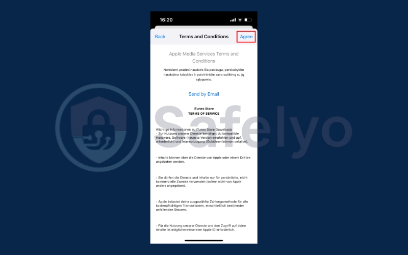 Review the Terms and Conditions and click Agree