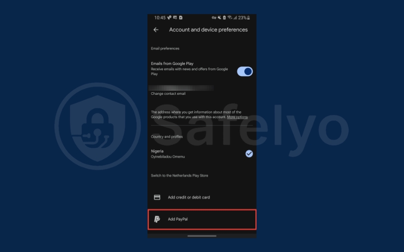 Select Add credit or debit card