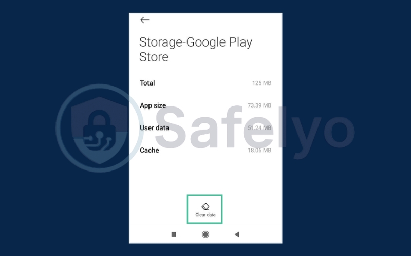 Select Storage and click Clear Data to clear your cache for the Play Store