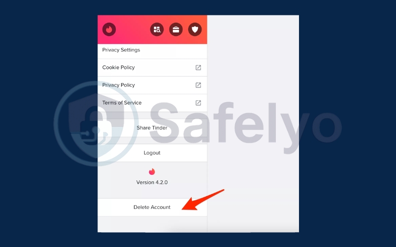 Select the Delete Account option
