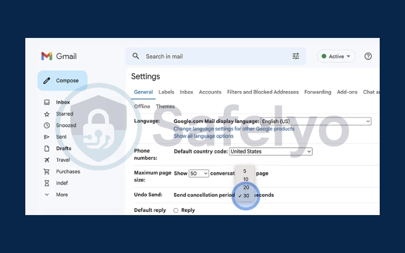 Select the amount of time 5, 10, 20, or 30 seconds