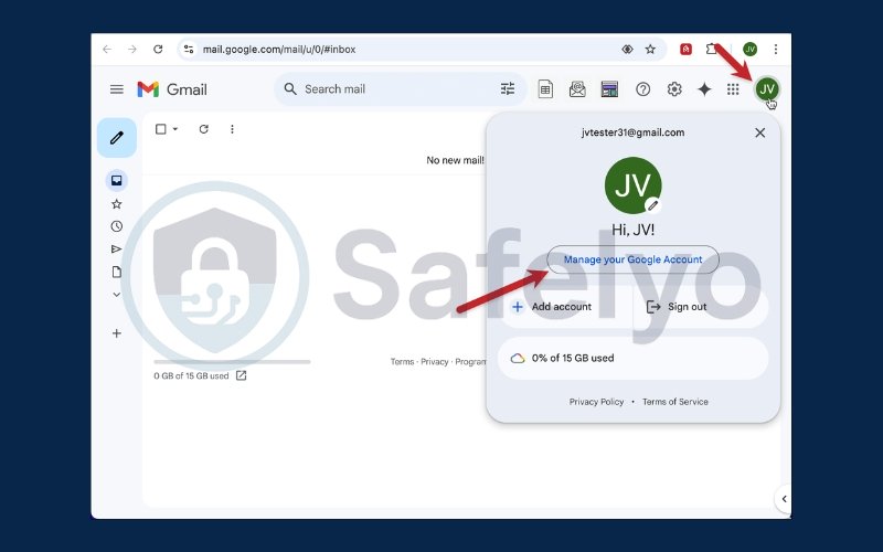 Selecting Manage Your Google Account