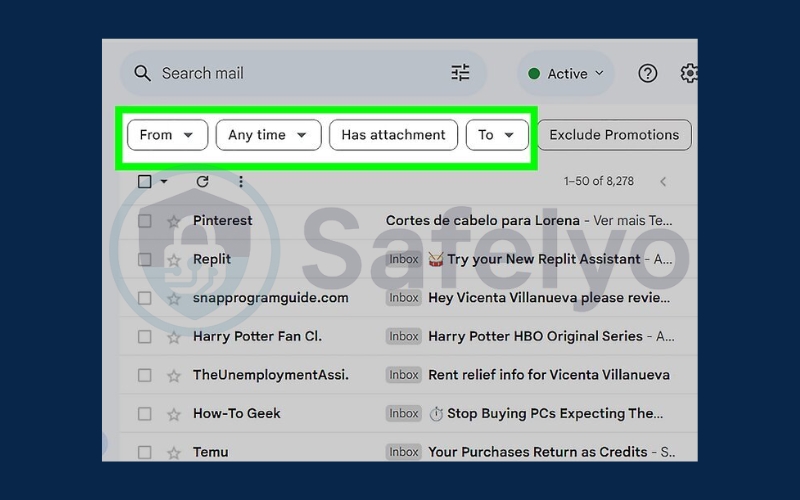 Sort or search archived mail