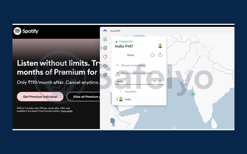 Stay connected to the VPN while you verify your Spotify gift card