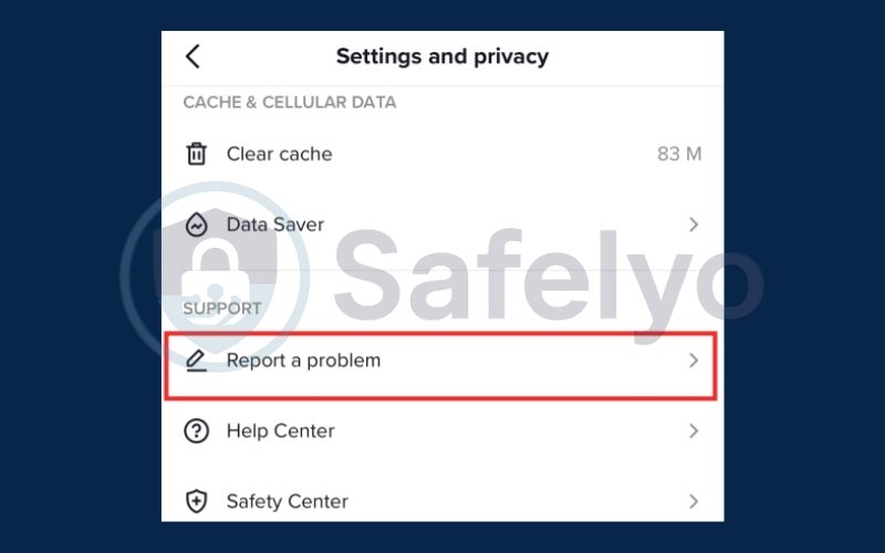 Tap Report a Problem