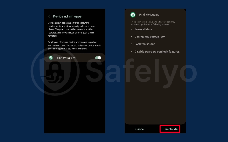 Tap an app then select Deactivate