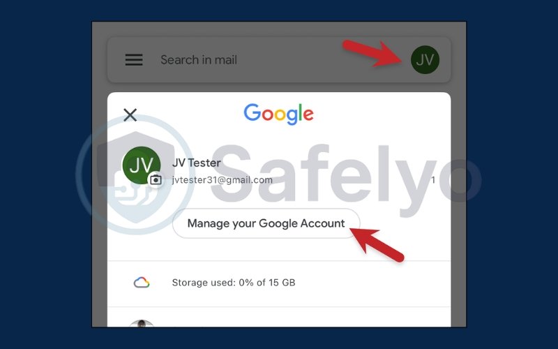 Tap on Manage your Google Account