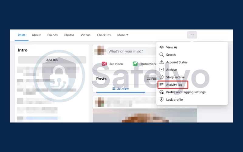 Tap the Activity Log option