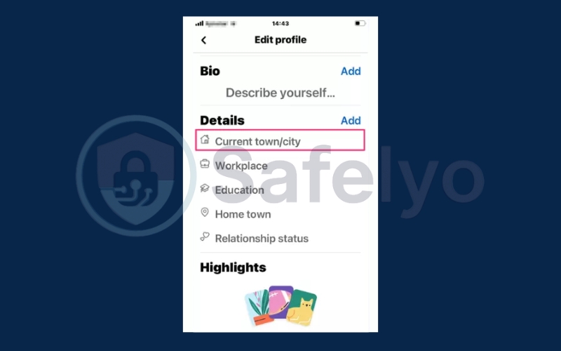 Tap the Current town_city below the Details section