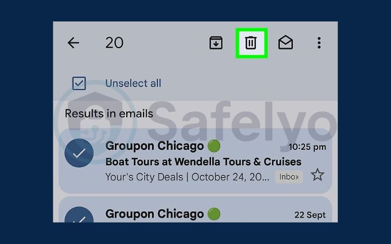 Tap the trashcan icon
