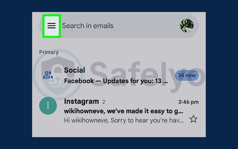 Tap ☰ in the Gmail app
