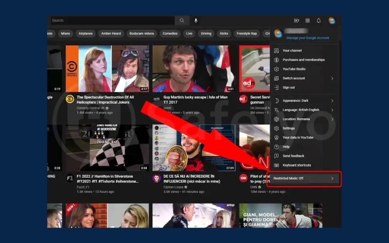 Toggle the Activate Restricted Mode option off