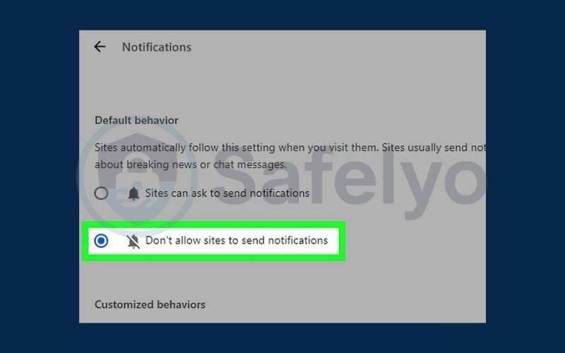 Turn off notification permission for new sites