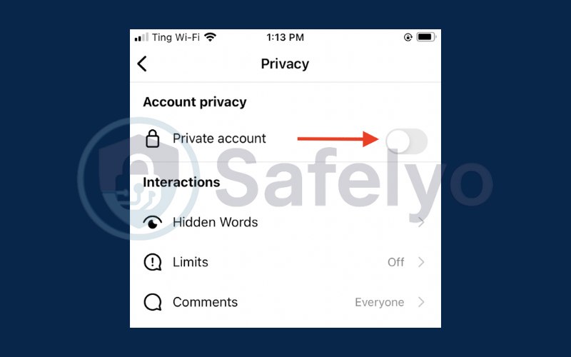 Turn on Private account