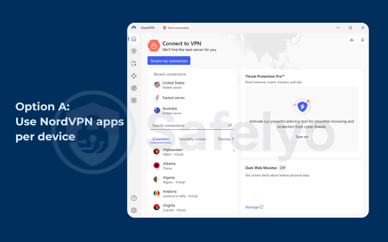 Use NordVPN apps per device