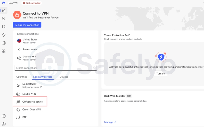Use obfuscated or stealth VPN modes
