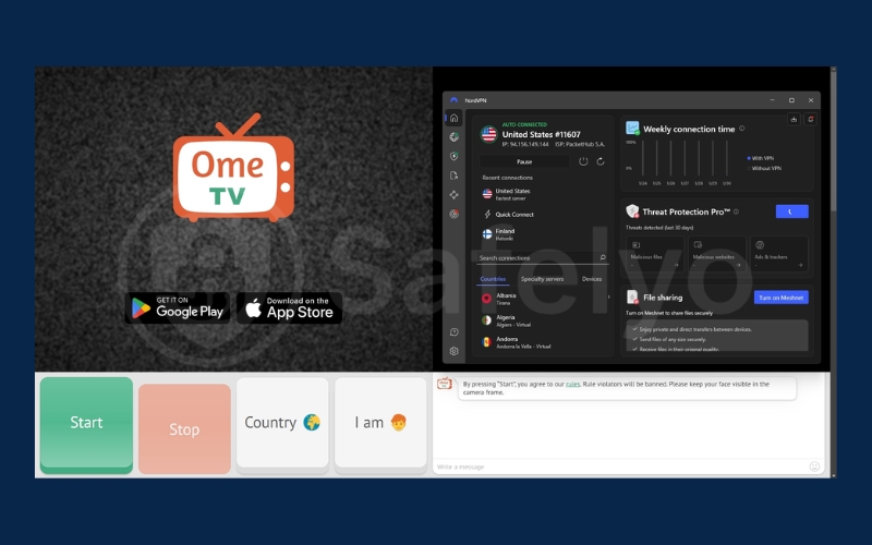 Using VPN to unbanned on Ometv