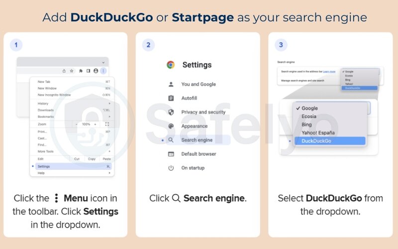 Add DuckDuckGo or Startpage as your search engine