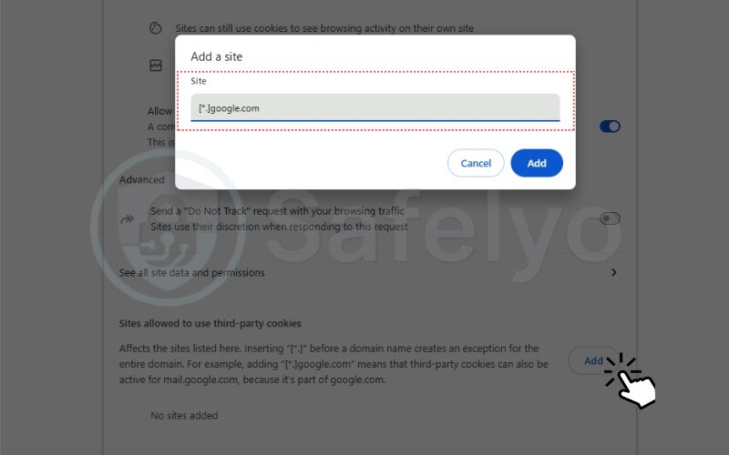 Add Google accounts to your allowed sites