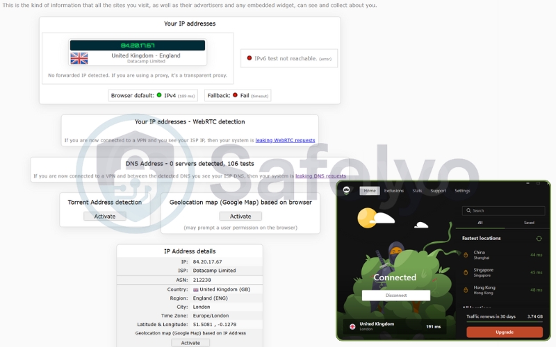 AdGuard VPN IPv6 and DNS leaks test