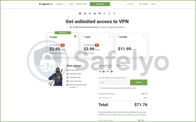 AdGuard VPN paid subscription