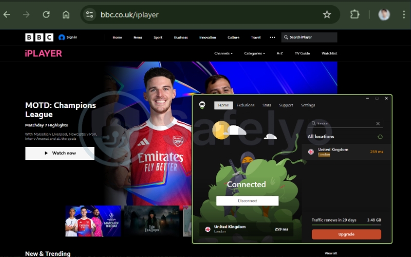 AdGuard VPN unblocks BBC iPlayer