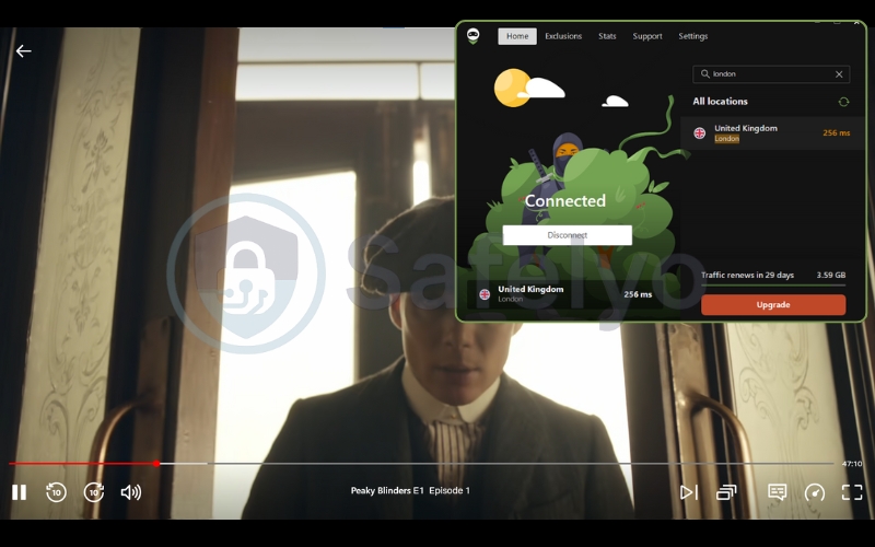 AdGuard VPN unblocks Netflix UK libraries successfully