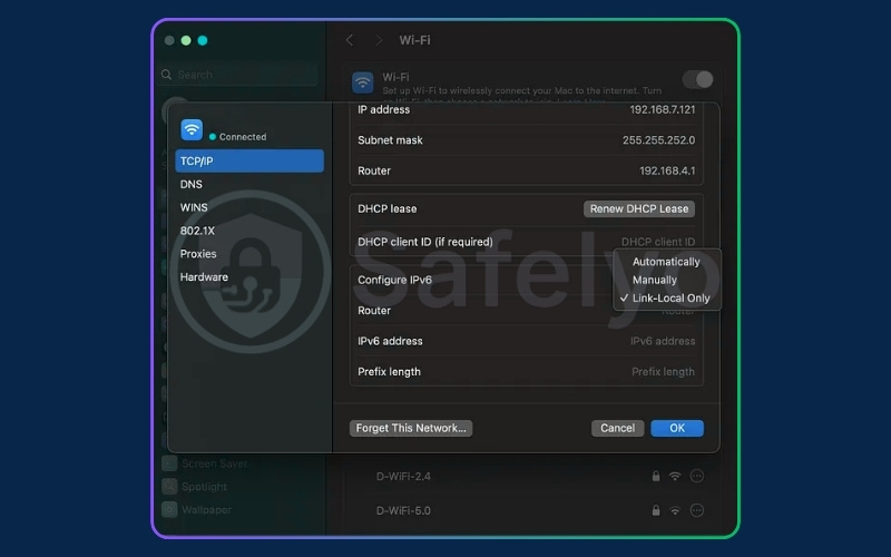 Adjust IPv6 network settings - macOS