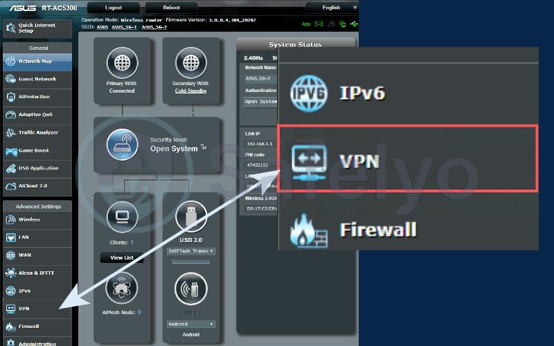 Choose "VPN" under Advanced Settings