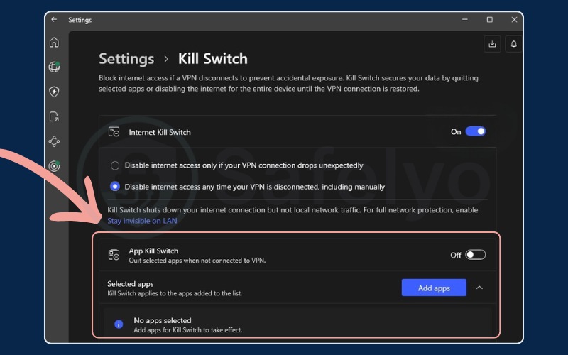 Application-level kill switch