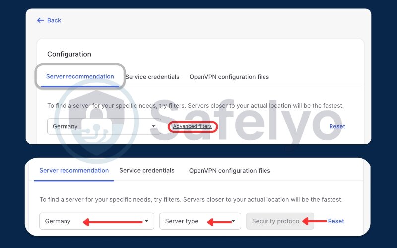Apply the advanced filters and let the tool recommend a server