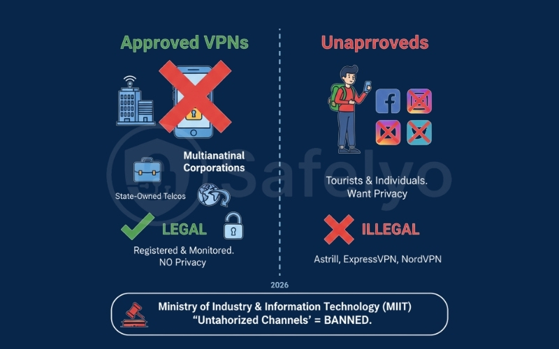 Approved and unapproved VPNs in China