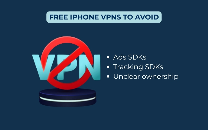 Avoid free iPhone VPNs with ads or tracking SDKs and unclear ownership