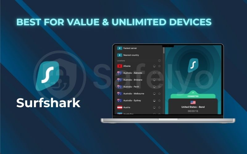 Best for value unlimited devices: Surfshark