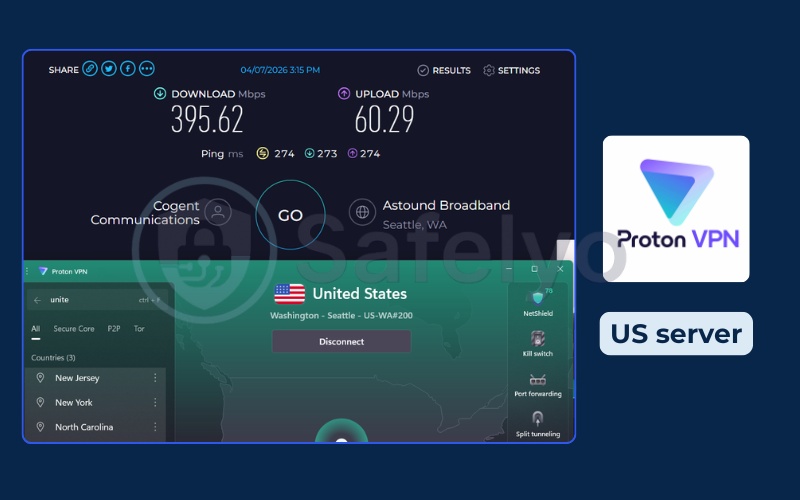 ProtonVPN – Speed test – US server