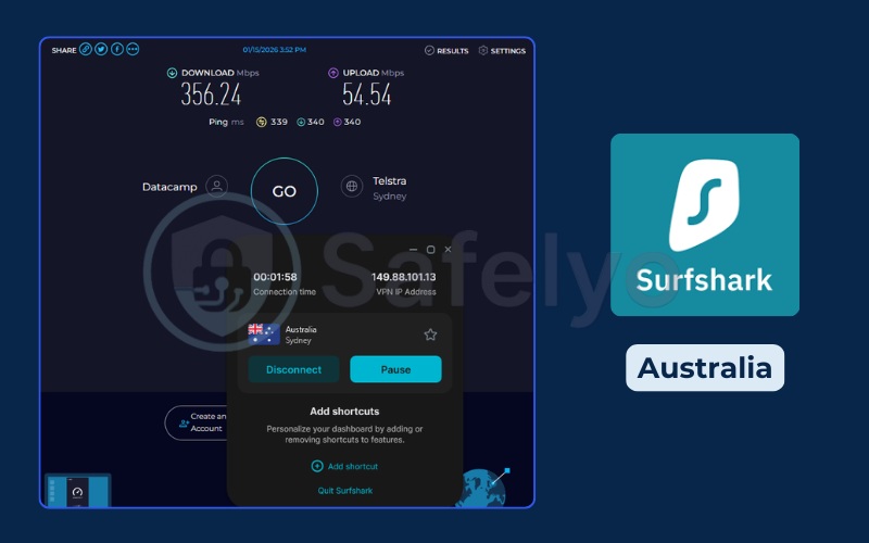 Surfshark VPN – Speed test – Australia server