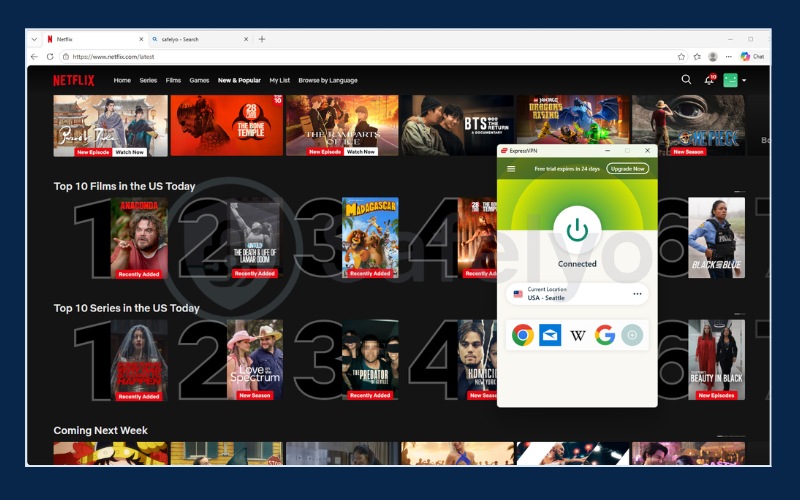 ExpressVPN successfully unblocks the Netflix US library
