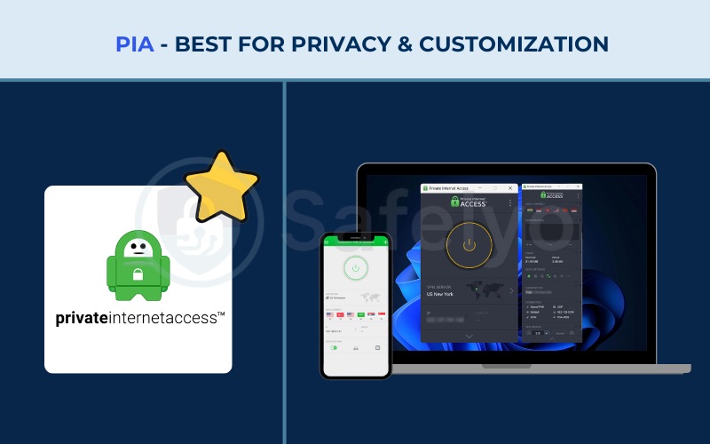 Best VPN for TikTok - Private Internet Access (PIA)