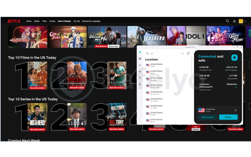 Unblocking Netflix US with Surfshark