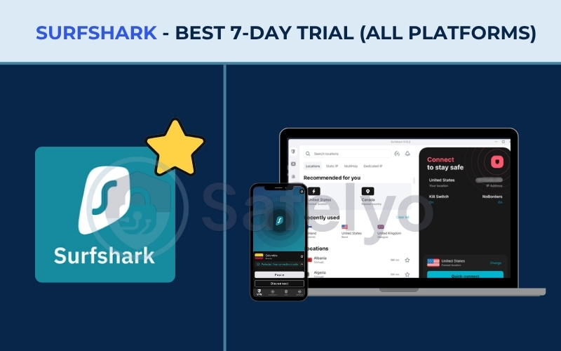 Best VPN free trials requiring a card - Surfshark
