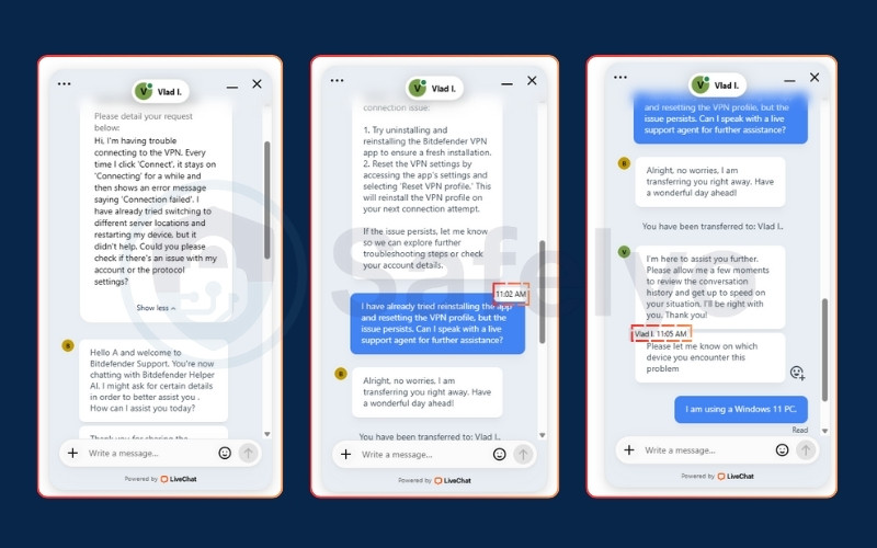 Bitdefender VPN: Customer support