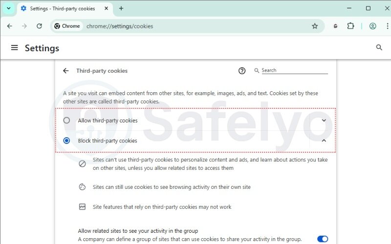 Ensure you have either "Allow all cookies" or "Block third-party cookies in Incognito" selected