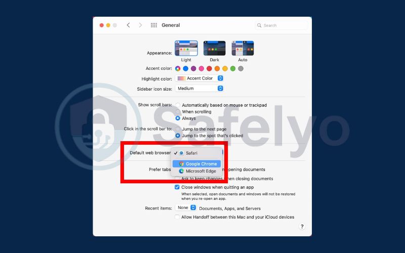Change the default browser in Mac 3