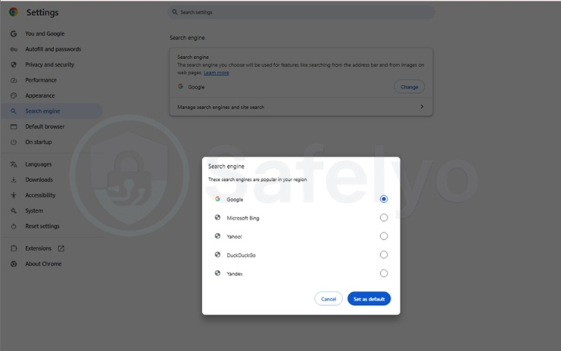 Change Search Engine in Chrome