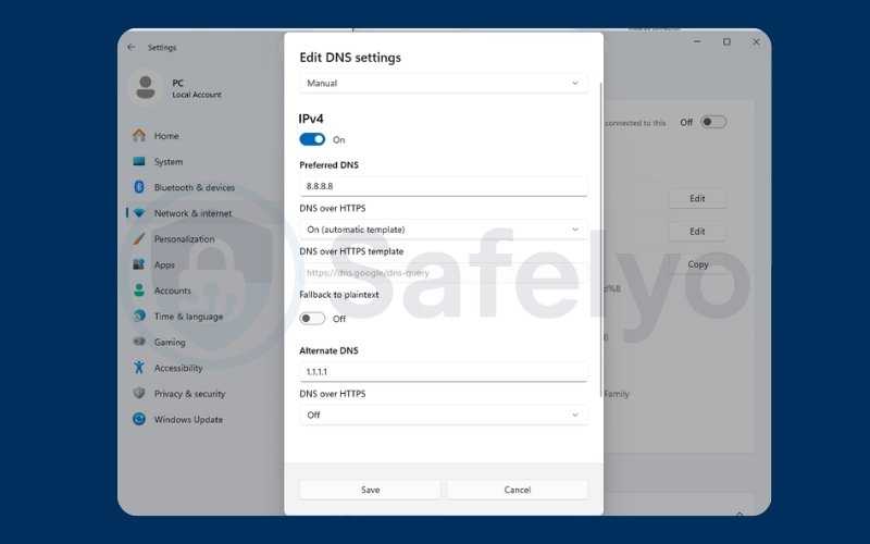 Change to a public DNS server