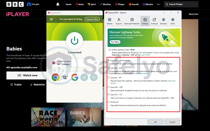 Change VPN protocol when BBC iPlayer is not working